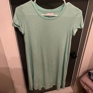 seafoam/white striped tshirt dress
